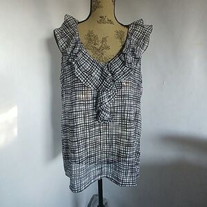 Jones New York Sheer Ruffle Blouse Top